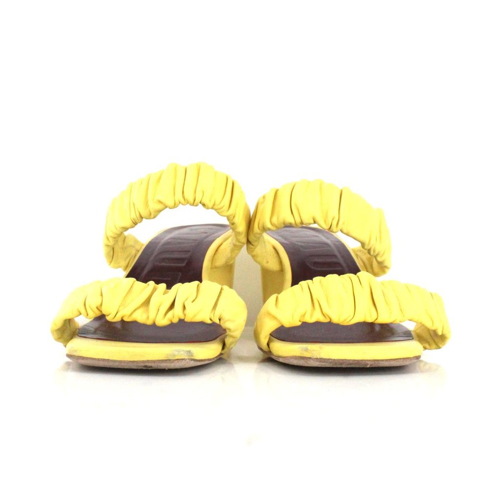 STAUD Frankie Ruched Leather Heeled Sandals Mules Wallflower Yellow EU 40 US 10 - Picture 8 of 15